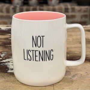 New “NOT LISTENING” Large White & Pink Mug